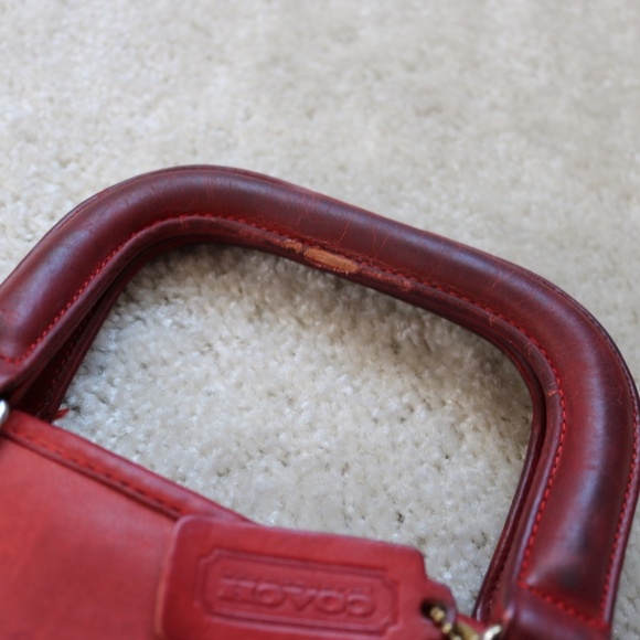 Vintage COACH Bonnie Cashin 1970’s LEATHER Red Leather Slim Satchel Bag Purse - Picture 5 of 7